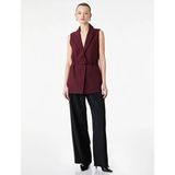 Koton Regular Fit Kolsuz Kemerli Kruvaze Yaka Yelek - Bordo - 38