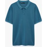 Koton Regular Fit Pamuklu Pike Kumaş Kısa Kollu Düğmeli Polo Yaka Tişört - Mavi - 2XL