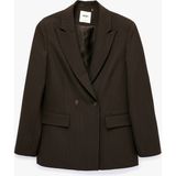 Koton Regular Fit Uzun Kollu Cep Detaylı Düğmeli Kruvaze Yaka Blazer Ceket - 40 - Kahve