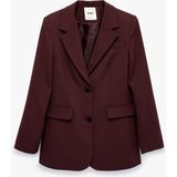 Koton Regular Fit Uzun Kollu Cep Detaylı Düğmeli Viskon Karışımlı Blazer Ceket - 36 - Bordo
