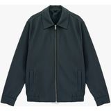 Koton Regular Fit Uzun Kollu Cepli Gömlek Yaka Fermuarlı Fitilli Bomber Ceket - Mavi
