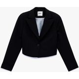 Koton Regular Fit Uzun Kollu Crop Blazer Ceket - 38 - Siyah