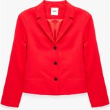 Koton Regular Fit Uzun Kollu Geniş Yaka Düğmeli Dikiş Detaylı Cepli Blazer Ceket - 38 - Kırmızı