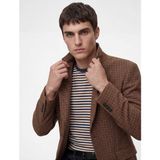 Koton Regular Fit Uzun Kollu Kapaklı Cepli Ekose Desenli Mono Yaka Blazer Ceket - 56 - Kahve