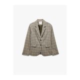 Koton Regular Fit Uzun Kollu Klasik Yaka Cepli Düğmeli Ekose Blazer Ceket
