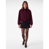Koton Regular Fit Uzun Kollu Klasik Yaka Cepli Tüvit Bomber Ceket - 36 - Bordo