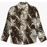 Koton Regular Fit Uzun Kollu Leopar Desenli Saten Gömlek - Siyah - 36