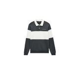 Koton Renk Bloklu Nakışlı Polo Yaka Erkek Sweatshirt, Antrasit, XL