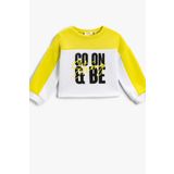 Koton Renk Bloklu Slogan Pamuklu Kapüşonlu Uzun Sweatshirt