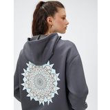 Koton Rick and Morty Sweatshirt Oversize Sırt Baskılı Kapüşonlu Lisanslı, Kadın, Antrasit, XS