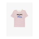 Koton Saint-Tropez Baskılı Çizgili Kırmızı Kadın T-Shirt 6SAK50097EK