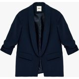Koton Şal Yaka 3/4 Kollu Uzun Blazer Ceket - 34 - Lacivert