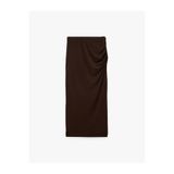 Koton Sandy Kumaş Slim Fit Drape Detaylı Midi Etek