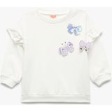 Koton Şardonlu Kelebek Detaylı Fırfırlı Ekru Kız Bebek Sweatshirt 6WMG10013AK - 18 - 24 Ay