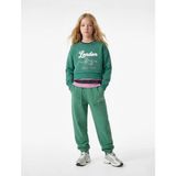 Koton Şardonlu Uzun Kollu Bisiklet Yaka Baskılı Sweatshirt Kız Çocuk Yeşil Renk Rahat Fit - 9 - 10 Yaş