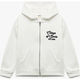Koton Şardonlu Uzun Kollu Kapşonlu Fermuarlı Sweatshirt Kız Çocuk Ekru Renkli Oversize Tasarım - 9 - 10 Yaş