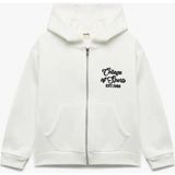 Koton Şardonlu Uzun Kollu Kapşonlu Fermuarlı Sweatshirt Kız Çocuk Ekru Renkli Oversize Tasarım - 9 - 10 Yaş