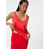 Koton Saten Bluz Kolsuz U Yaka Slim Fit