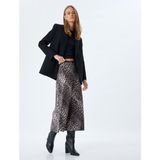 Koton Saten Leopar Etek Midi Boy A Kesim Standart Bel - Siyah - 36