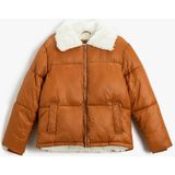 Koton Şişme Mont Peluş Detaylı - 34 - Kahve