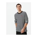 Koton Siyah Çizgili Erkek Sweatshirt 4WPM70001HK