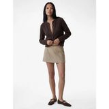 Koton Slim Fit A Kesim Kemer Detaylı Mini Ekose Etek - Kahve - 36