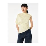 Koton Slim Fit Asimetrik Kesim Drapeli Dik Yaka Bluz