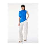 Koton Slim Fit Asimetrik Kesim Drapeli Dik Yaka Kobalt Mavi Bluz