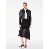 Koton Slim Fit Asimetrik Kesim Puantiyeli Midi Etek - Siyah