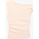 Koton Slim Fit Asimetrik Yaka Kolsuz Drapeli Bluz - Pembe - XS