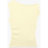 Koton Slim Fit Asimetrik Yaka Kolsuz Drapeli Bluz - Sarı