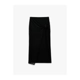 Koton Slim Fit Bağlamalı Toka Detaylı Kruvaze Tül Midi Etek
