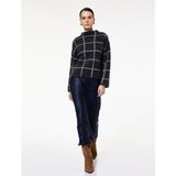 Koton Slim Fit Balık Kesim Dokulu Midi Saten Etek - Lacivert - 34