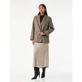 Koton Slim Fit Balık Kesim Dokulu Midi Saten Kadın Etek 6WAK70011PW - Vizon - 34