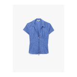 Koton Slim Fit Bel Vurgulu Fermuar Detaylı Pötikareli Poplin Gömlek