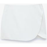 Koton Slim Fit Cepli Kruvaze Süper Mini Şort Etek - Beyaz - 34