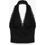 Koton Slim Fit Dantel Detaylı Kolsuz Halter Yaka Bluz - Siyah - XL