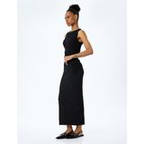Koton Slim Fit Dokulu Drape Detaylı Yüksek Bel Kalem Etek - Siyah - XL