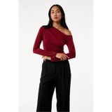 Koton Slim Fit Drape Detaylı Uzun Kollu Asimetrik Tek Omuz Tişört