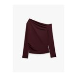 Koton Slim Fit Drapeli Asimetrik Kesim Uzun Kollu Tek Omuz Tişört
