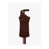 Koton Slim Fit Drapeli Tek Omuz Mini Bodycon Elbise