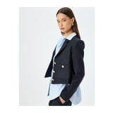 Koton Slim Fit Gold Düğme Detaylı Cepli Crop Tüvit Blazer Ceket