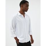 Koton Slim Fit Gömlek Basic Uzun Kollu Pamuk Karışımlı - Beyaz