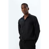 Koton Slim Fit Gömlek Basic Uzun Kollu Pamuk Karışımlı - Siyah
