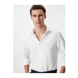 Koton Slim Fit Gomlek Yarim Italyan Yaka Dugmeli Dokulu
