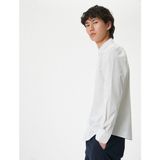 Koton Slim Fit Gömlek Yarım Italyan Yaka Düğmeli Pamuklu - 2XL - Ekru