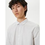 Koton Slim Fit Gömlek Yarım Italyan Yaka Düğmeli Pamuklu - Beyaz