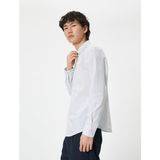 Koton Slim Fit Gömlek Yarım Italyan Yaka Düğmeli Pamuklu - XL - Mavi