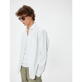 Koton Slim Fit Gömlek Yarım Italyan Yaka Düğmeli Uzun Kollu - Beyaz