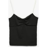 Koton Slim Fit Ip Askılı Önü Büzgülü Kolsuz Bluz - Siyah - 2XL